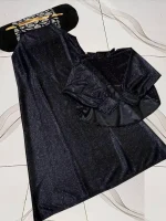 Black Glitter Maxi Dress 2Pcs Set Party Wear