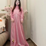 Pink Sequin Maxi Dress for Women Wedding Party Wear