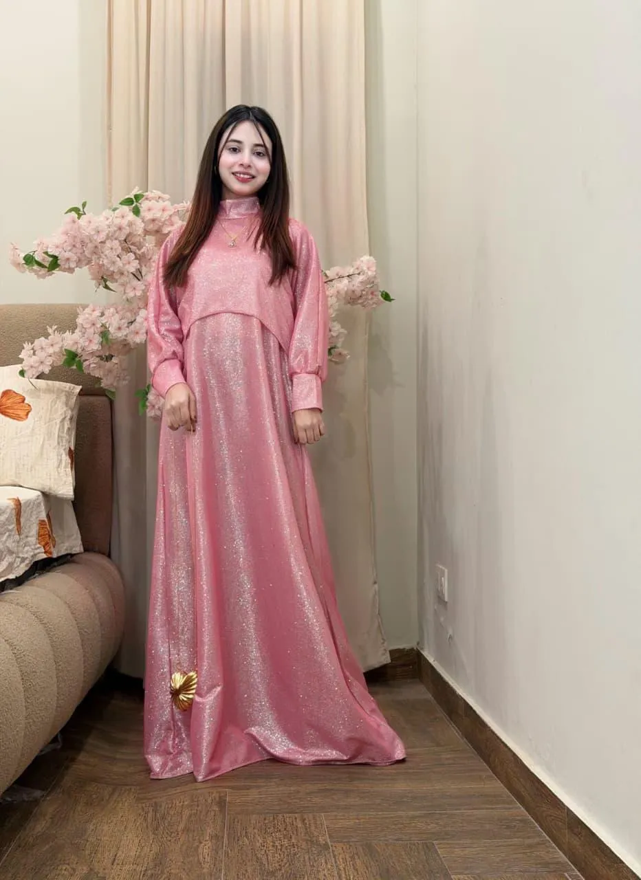 MZ2199200042BICN-media-1 Pink Sequin Maxi Dress for Women Wedding Party Wear - Image 1