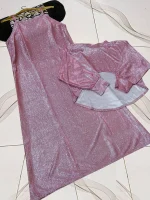 Pink Sequin Maxi Dress for Women Wedding Party Wear - Image 2