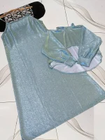Green Glitter 2Pcs Maxi Dress Set - Image 2