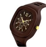 Men's Brown Silicone Analog Watch with Gold Accents - Sweat Resistant Everyday Watch - Image 3