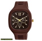 Men's Brown Silicone Analog Watch with Gold Accents - Sweat Resistant Everyday Watch - Image 5