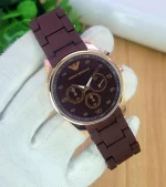 Men's Rose Gold Chronograph Watch Black Carbon Strap - Image 3