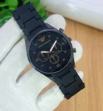 Men's Rose Gold Chronograph Watch Black Carbon Strap - Image 5