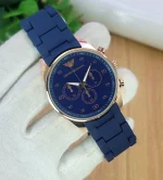 Men's Rose Gold Chronograph Watch Black Carbon Strap - Image 6