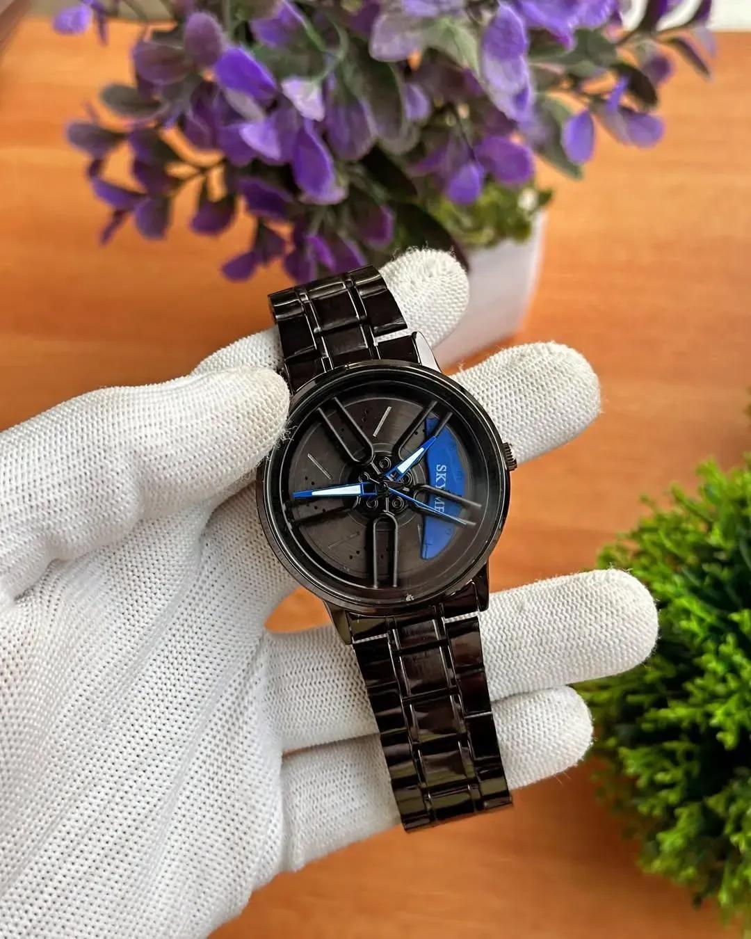 MZ2227200036HSTS-media-1 Men's Stainless Steel Spinning Watch Blue Dial Black Strap 30mm - Image 1