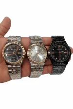 Men Rolex Style Quartz Watch Brown Gold Silver - Image 11