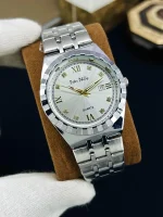 Men Rolex Style Quartz Watch Brown Gold Silver - Image 5