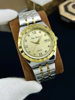 Men Rolex Style Quartz Watch Brown Gold Silver - Image 8