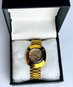 Men's Gold Stainless Steel Watch with Red Accents - Image 4