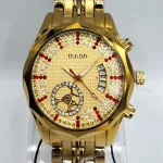 Luxury Gold-Tone Men's Watch with Crystal Dial & Quartz Movement - Image 3