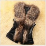 Women Imitation Fur Vest Raccoon Collar Autumn Winter