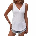 White V-Neck Cut Out Vest Summer Women - Image 6