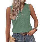 Women's Buttoned Sleeveless Top Summer Casual V-Neck Multi Color - Image 2