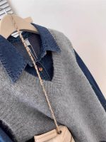 Grey Knitted Vest Women Spring Loose Fit - Image 2