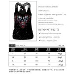 Women Skull Print Slim Fit Vest — Breathable Cross-Back Tank Top Pakistan - Image 2