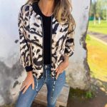 Women Zebra Print Bomber Jacket — Autumn Casual Zipper Top