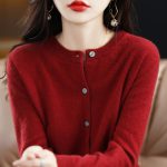Women Purple Knitted Cardigan — Spring Long Sleeve Sweater - Image 4