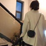 Fashion Women's White Round Chain Shoulder Bag – Quilted Design