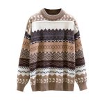 Women's Loose Knit Sweater — Winter Geometric Pattern Pullover - Image 6