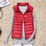 Women's Slim Fit Down Vest — Red Korean Style Autumn Winter