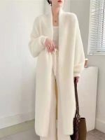 Women Faux Mink Velvet Long Cardigan — Winter Loose Knit Coat - Image 3