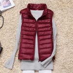 Women's Slim Fit Down Vest – Red Korean Style Puffer Vest for Autumn Winter - Image 2
