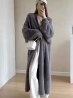 Women Faux Mink Velvet Long Cardigan — Winter Loose Knit Coat - Image 4