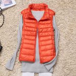 Women's Slim Fit Down Vest – Red Korean Style Puffer Vest for Autumn Winter - Image 4