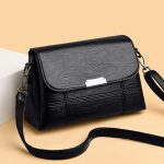 Women's Everyday Black Crossbody Messenger Bag – Durable Polyester Design