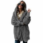 12\Women's Faux Fur Hooded Coat — Khaki Grey Winter Warm Outerwear - Image 3