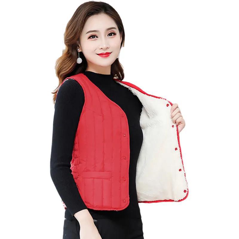 img (19) Women Red Quilted Warm Winter Vest — Fleece Lined Cotton - Image 1