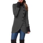 Women's Asymmetric Button Jacket – Winter Long Sleeve Coat in Multi Color