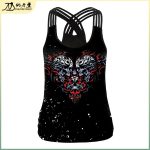 Women Skull Print Slim Fit Vest — Breathable Cross-Back Tank Top Pakistan