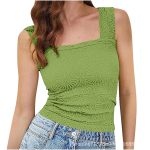 Women Jacquard Square Neck Sleeveless Top — Multi Color Elastic Fit - Image 4