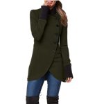 Women's Asymmetric Button Jacket – Winter Long Sleeve Coat in Multi Color - Image 4
