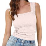Women Jacquard Square Neck Sleeveless Top — Multi Color Elastic Fit - Image 3