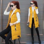 Women's Black Mid-Length Down Vest – Hooded Slim Fit Winter Vest with Drawstring - Image 5