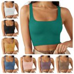 Women Ribbed Crop Tank Top — Solid Color Trendy Spring Wear