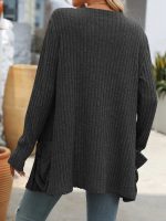 Dark Gray Loose Long Sleeve Cardigan for Women - Image 4