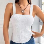 White Embroidered Slim Fit Camisole Vest for Women — Summer Essential