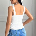 White Embroidered Slim Fit Camisole Vest for Women — Summer Essential - Image 4