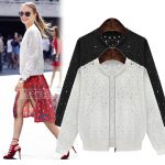 Women Lace Bomber Jacket — White Black Summer Outerwear