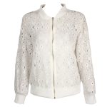 Women Lace Bomber Jacket — White Black Summer Outerwear - Image 4