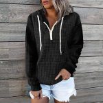 Women Zipper Hoodie — Waffle Texture Casual Home Wear - Image 3