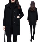 Women's Black Wool Coat — Loose Fit Plus Size Winter Coat