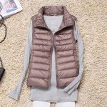 Women's Red Down Vest – Slim Fit Korean Style Sleeveless Puffer Vest - Image 3