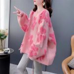 Winter Korean Style Floral Knit Pullover for Women - Image 3