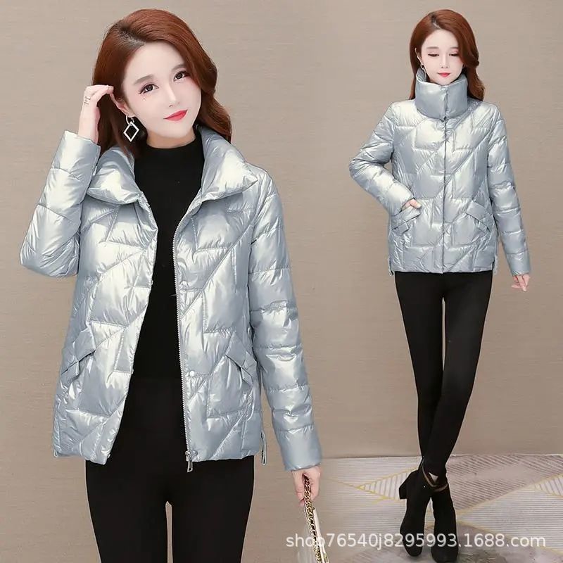 img (41) Silver Gray Korean Style Puffer Jacket for Women — Short Cotton Padded Coat - Image 1